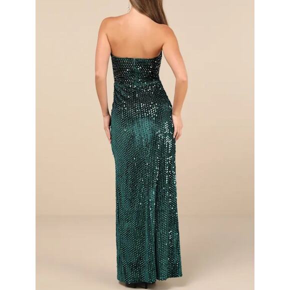 Lulus Sparkle Emerald Green Velvet Sequin Maxi Dress XS. Formal. NEW. $98 MSRP - Picture 12 of 13